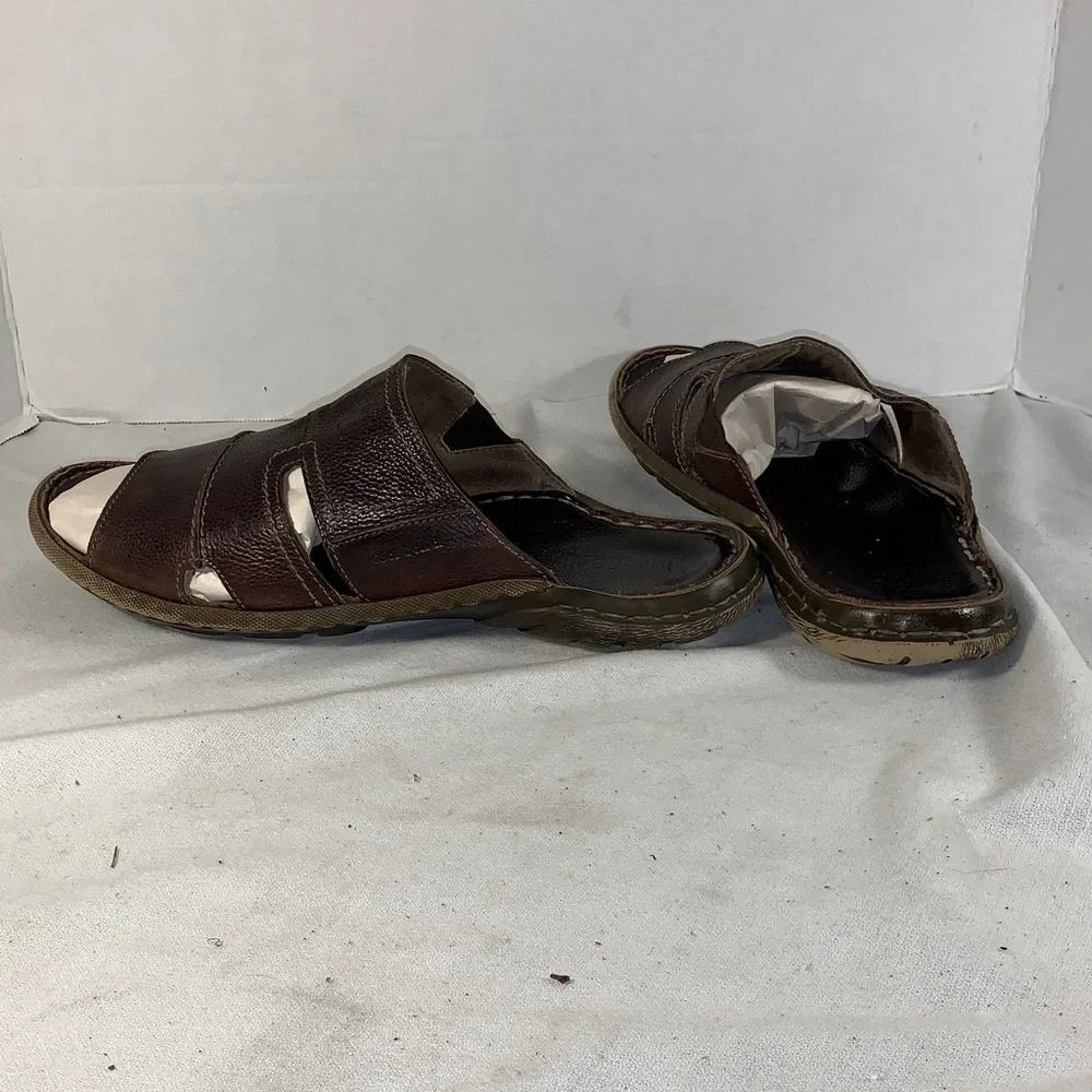 Josef Seibel Men's ‘Logan 21’ Dark Brown Leather Slide Sandals